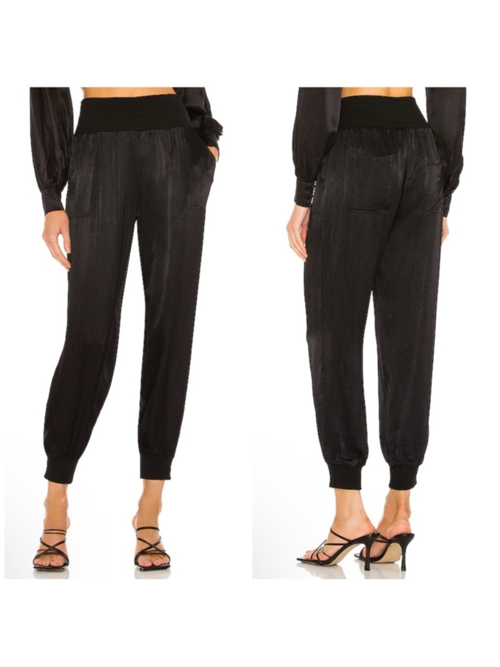 Bobi Black Sleek Textured Pant Jogger